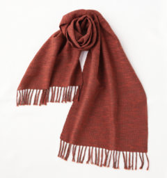 ウール混スラブマフラー　ブリックレッド