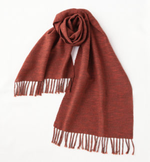 ウール混スラブマフラー　ブリックレッド