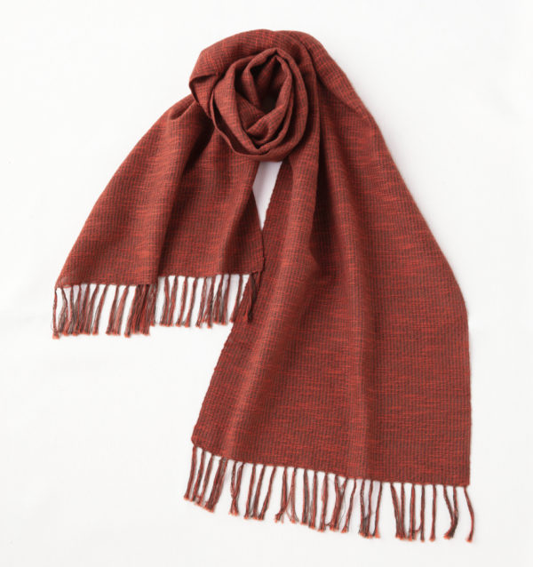 ウール混スラブマフラー　ブリックレッド