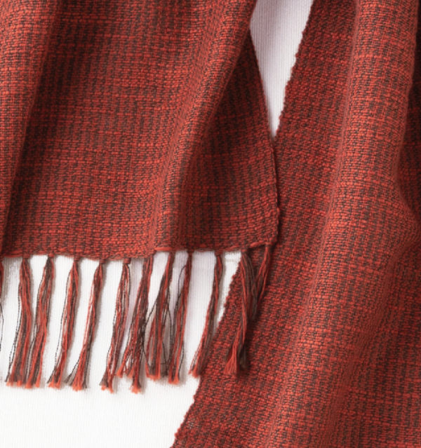 ウール混スラブマフラー　ブリックレッド