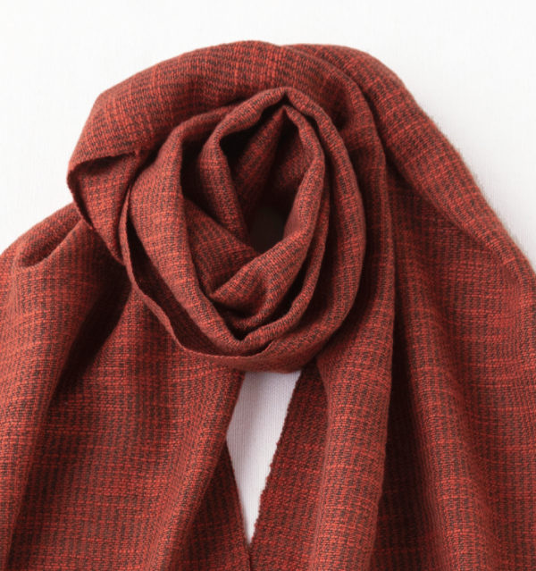 ウール混スラブマフラー　ブリックレッド