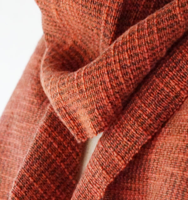 ウール混スラブマフラー　ブリックレッド