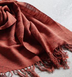 ウール混スラブマフラー　ブリックレッド