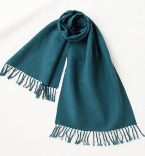 ウール混スラブマフラー　フォレストグリーン