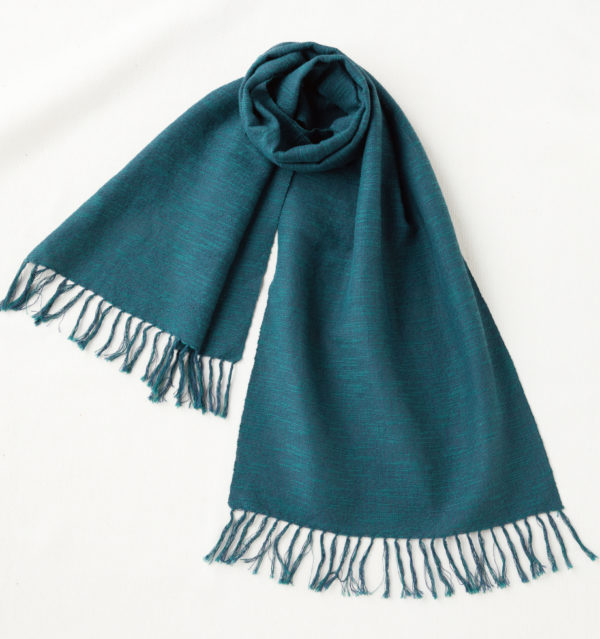 ウール混スラブマフラー　フォレストグリーン