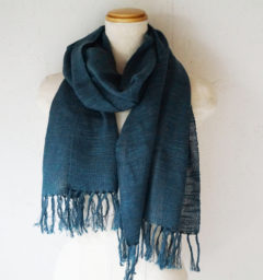 ウール混スラブマフラー　フォレストグリーン