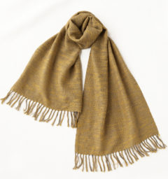 ウール混スラブマフラー　マスタード