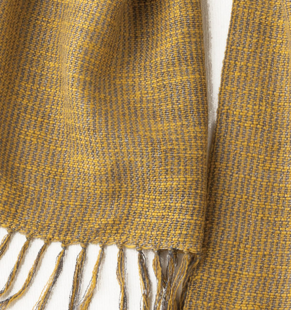 ウール混スラブマフラー　マスタード