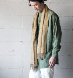 ウール混スラブマフラー　マスタード