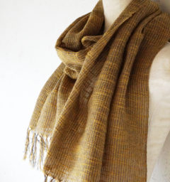 ウール混スラブマフラー　マスタード