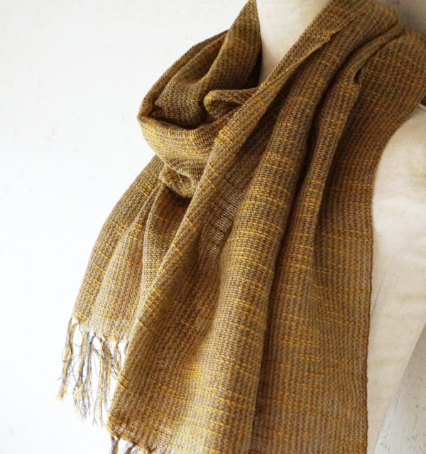 ウール混スラブマフラー　マスタード