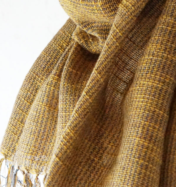 ウール混スラブマフラー　マスタード