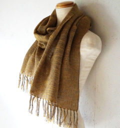 ウール混スラブマフラー　マスタード