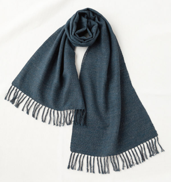 ウール混スラブマフラー　インディゴ