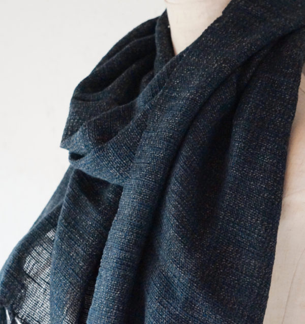 ウール混スラブマフラー　インディゴ