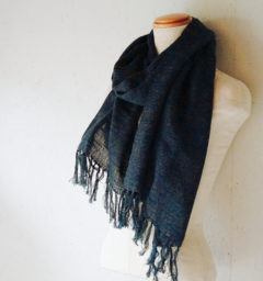 ウール混スラブマフラー　インディゴ