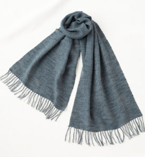 ウール混スラブマフラー　チャコールグレー