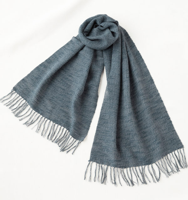 ウール混スラブマフラー　チャコールグレー