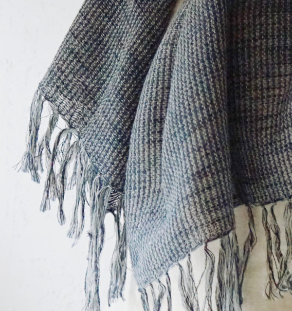 ウール混スラブマフラー　チャコールグレー