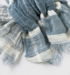 ブルーショートマフラー商品アップ